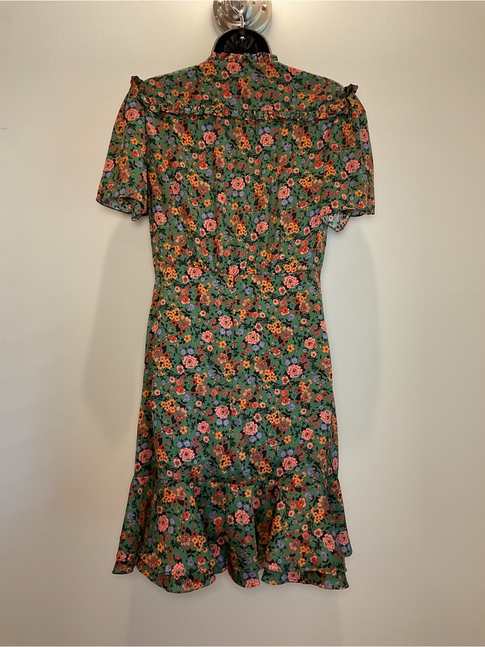Sandro Marta Green Floral Ruffle Mini Dress NEW - Picture 3 of 10